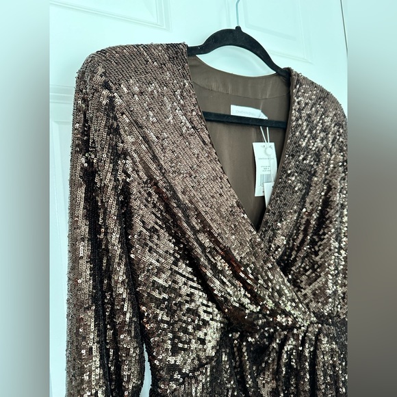 Jonathan Simkhai The Monty Hammered Sequin Blazer Dress in Sable - Picture 10 of 13